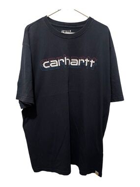 Carhartt Black Short-Sleeve Logo Tee with Red & Blue Outline